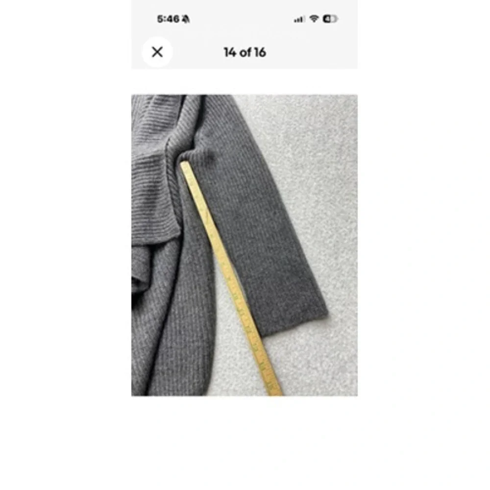 Forte Cashmere Sweater Cardigan Womens 1 Gray 100% Cashmere Open Front Draped